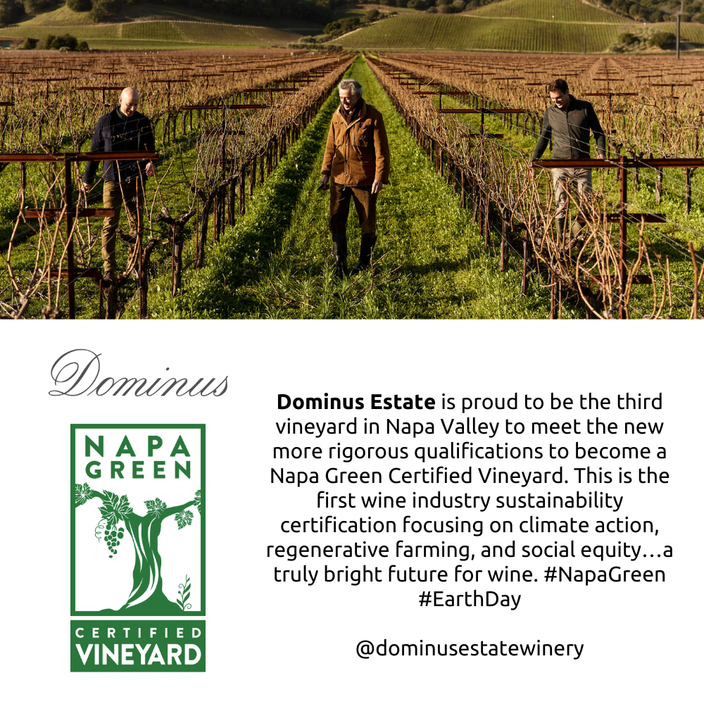 Dominus Estate is proud to be the third vineyard in Napa Valley to meet the new more rigorous qualifications to become a Napa Green Certified Vineyard. This is the first wine industry sustainability certification focusing on climate action, regenerative farming, and social equity…a truly bright future for wine. #NapaGreen #EarthDay
@dominusestatewinery
