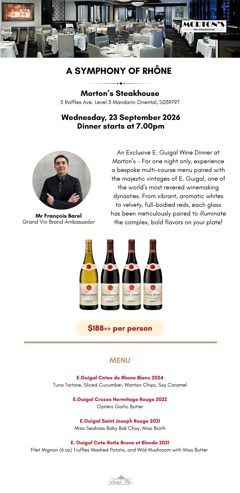 [21 Sep] A Symphony of Rhône at Morton’s Steakhouse - Grand Vin Pte Ltd