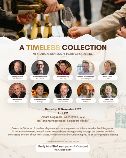 [19 Nov] A Timeless Collection - 30 years Anniversary Portfolio Tasting at Amara Singapore