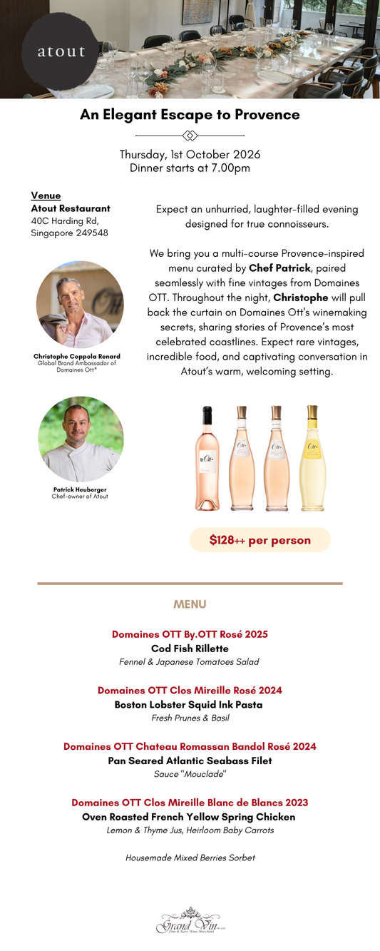 [1 Oct] An Elegant Escape to Provence at Atout Restaurant - Grand Vin Pte Ltd