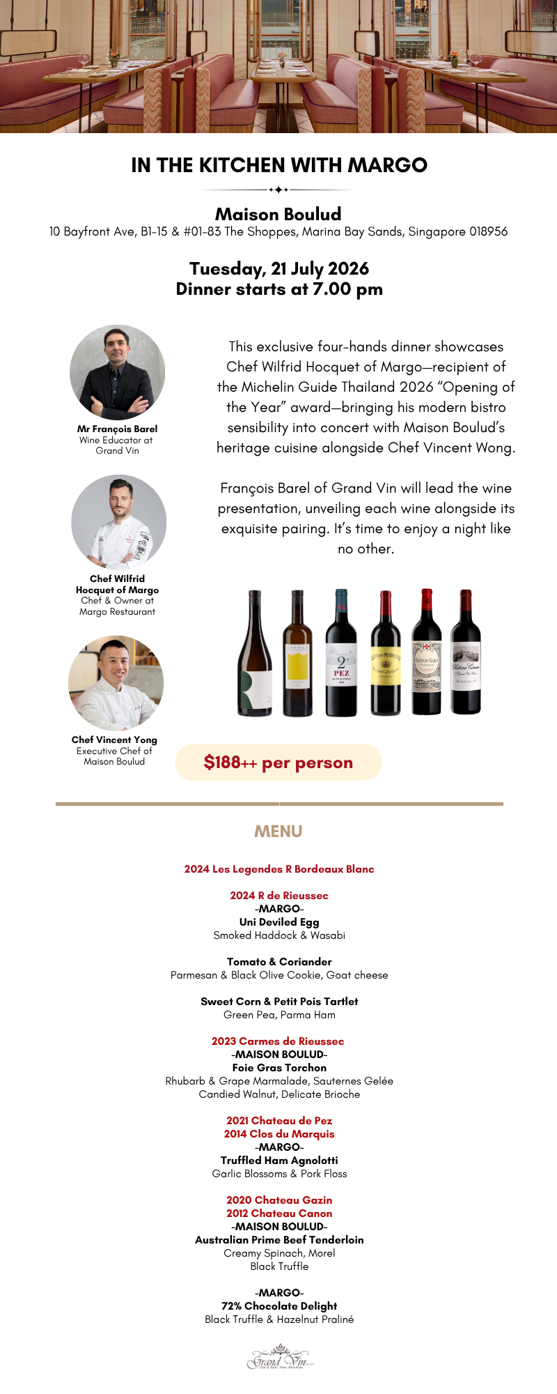 [21 July] In The Kitchen With Margo at Maison Boulud - Grand Vin Pte Ltd