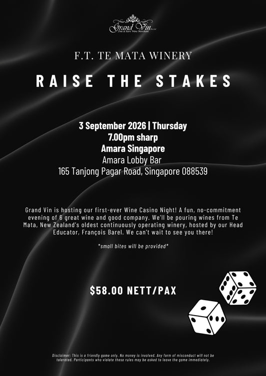 [3 Sep] Raise The Stakes at Amara Lobby Bar Ft. Te Mata Winery - Grand Vin Pte Ltd