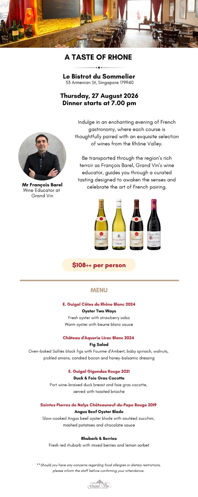 [27 Aug] A Taste of Rhone - Grand Vin Pte Ltd