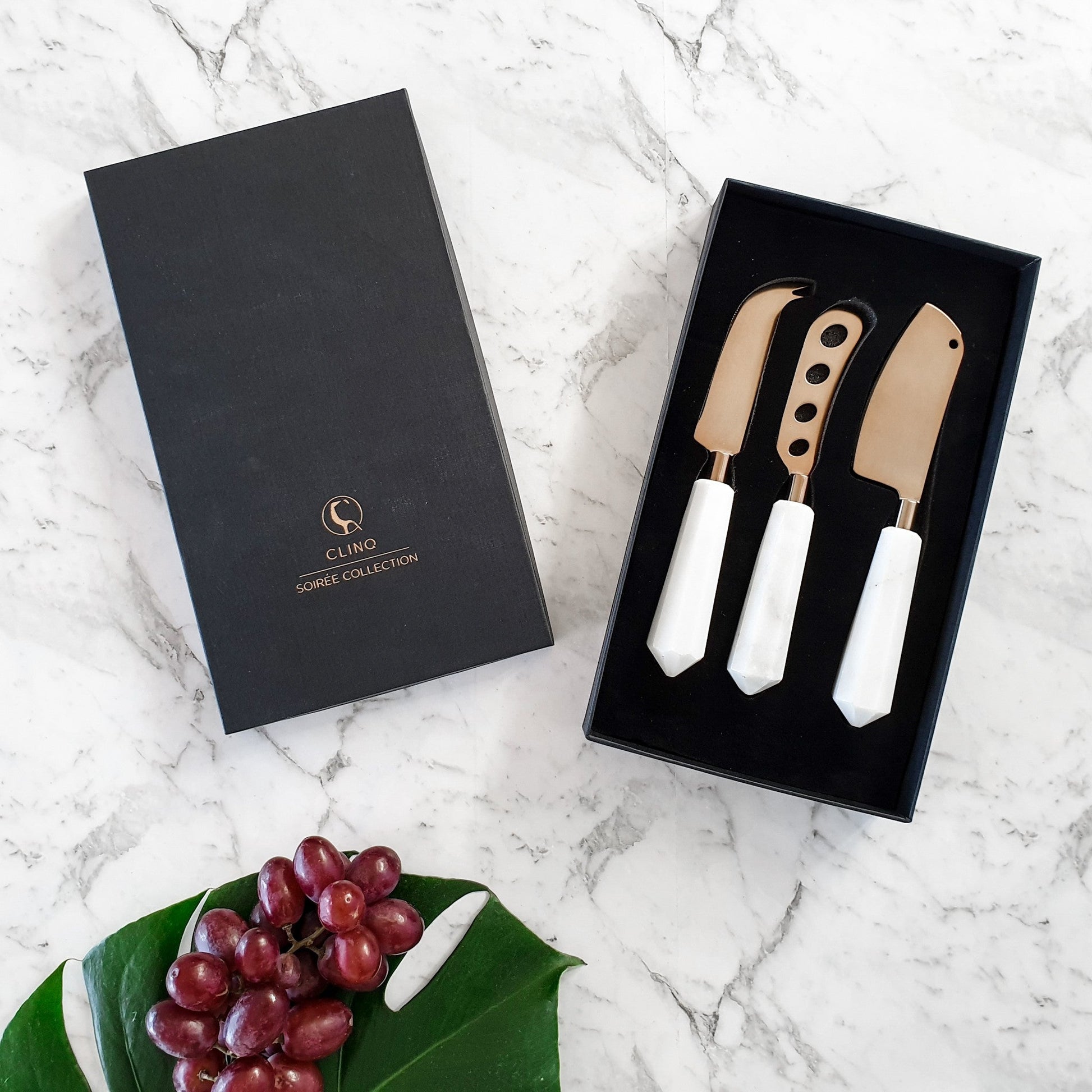 CLINQ Marble and Copper Cheese Knife Set - Grand Vin Pte Ltd